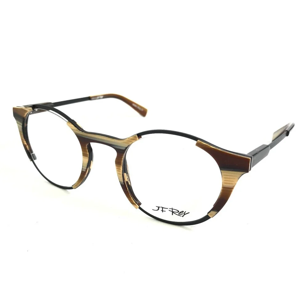 J.F. Rey Eyeglasses Frames JF1427 9200 Horn Black Brown Striped 48-20-147